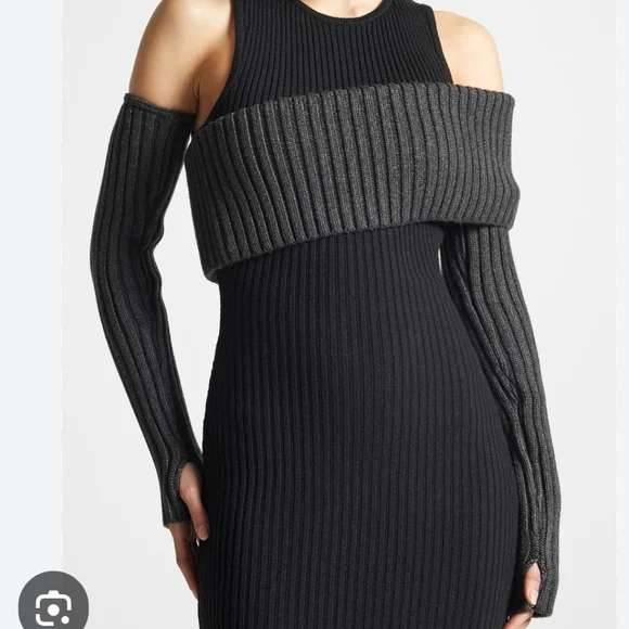 Overlay Knitted Midaxi Dress Black& Gray - Picture 11 of 12